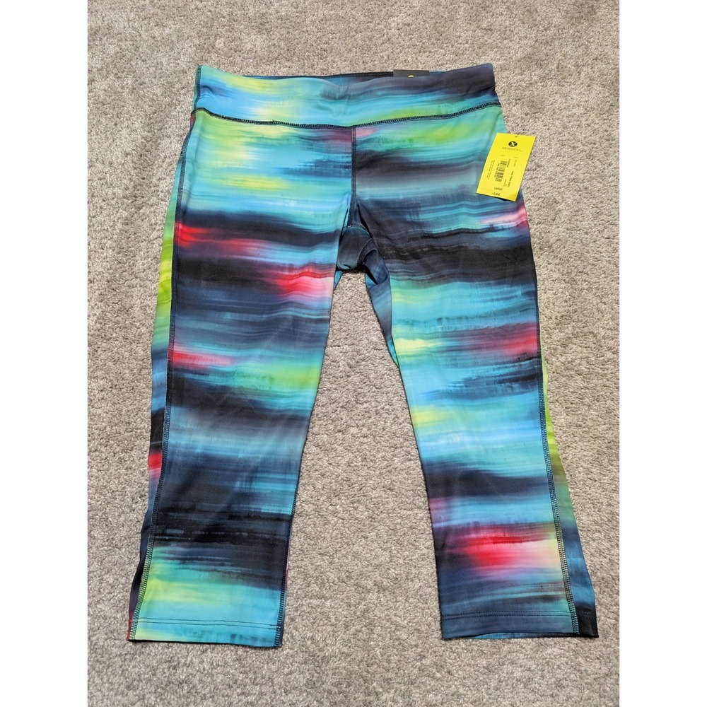 Xersion Capri Leggings‎ Womens Large Multicolor Oceana Performance Fit Abstract